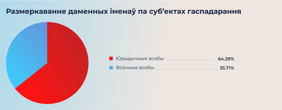 Размеркаванне даменных іменаў па суб’ектах гаспадарання Размеркаванне даменных імёнаў